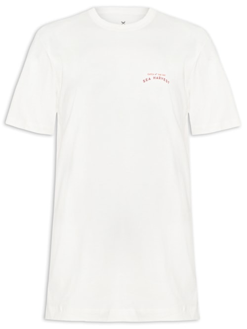 Camiseta Masculina Relaxed Fit Estampada - Branco