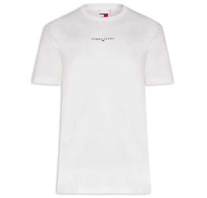 Camiseta Masculina Relaxed Fit Linear Logo - Branco