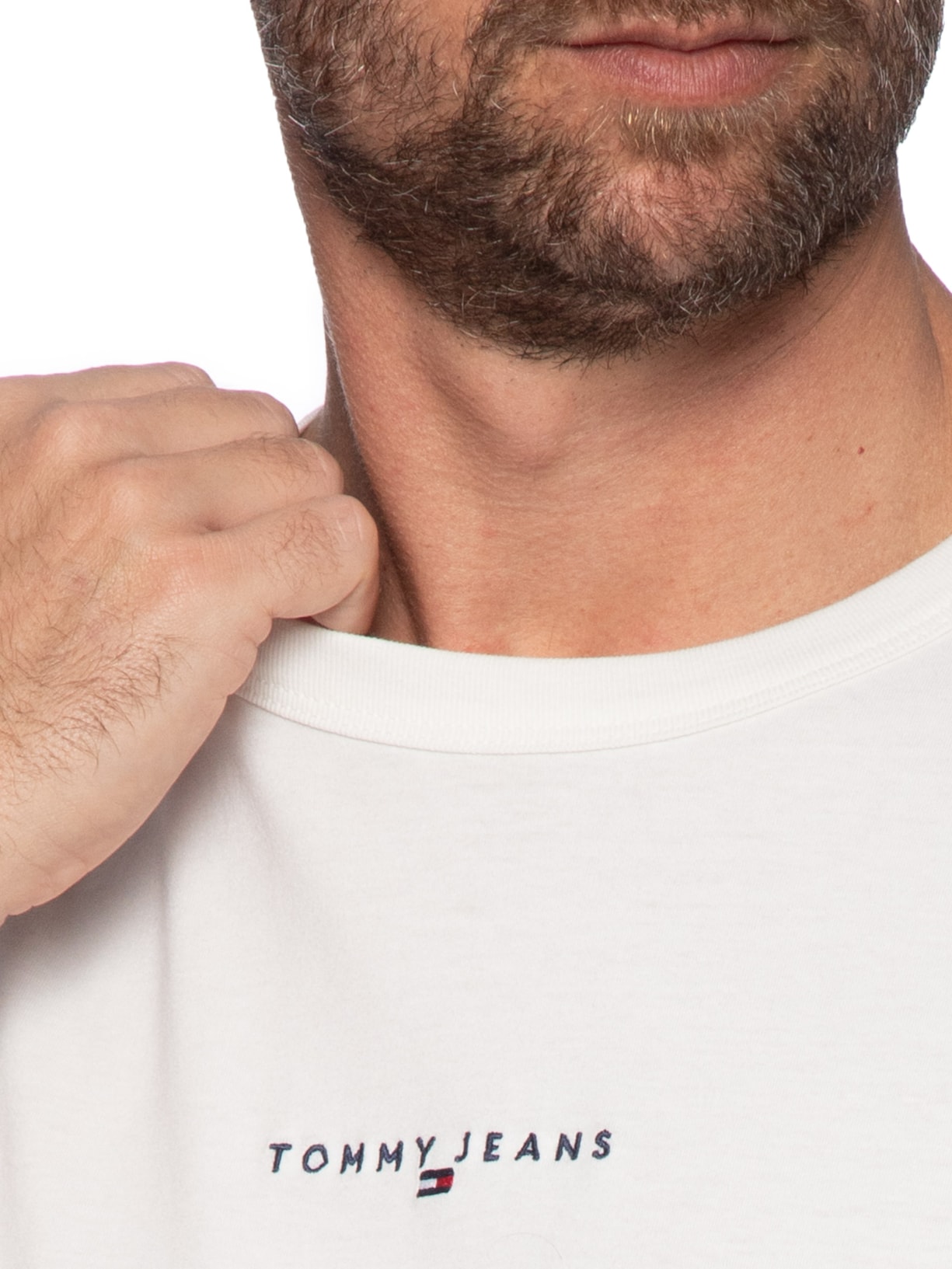 Camiseta Masculina Relaxed Fit Linear Logo Branco Tommy Jeans