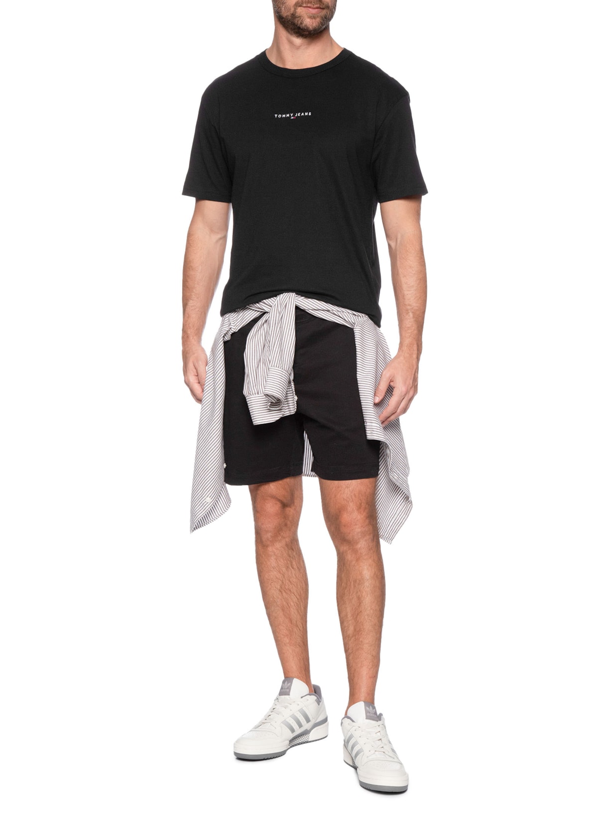 Camiseta Masculina Relaxed Fit Linear Logo Preto Tommy Jeans