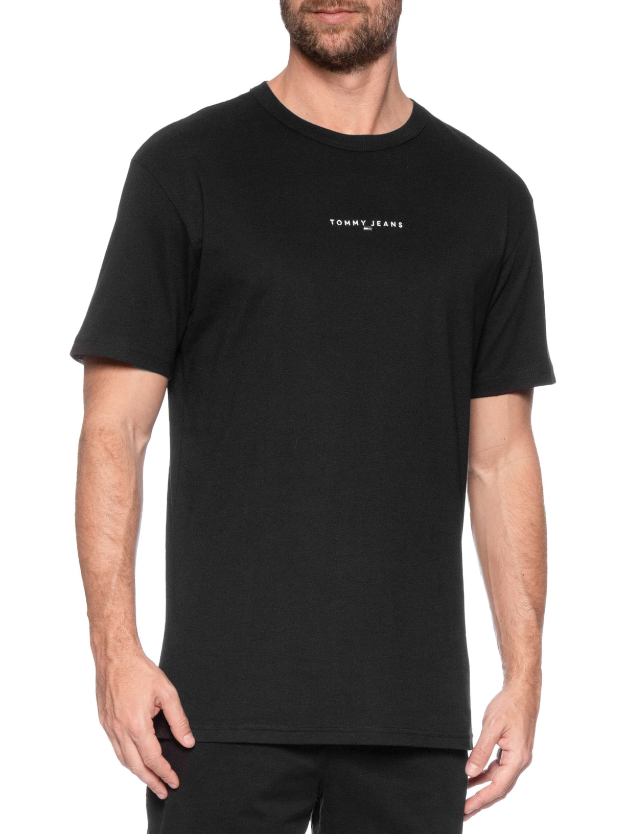 Camiseta Masculina Relaxed Fit Linear Logo Preto Tommy Jeans