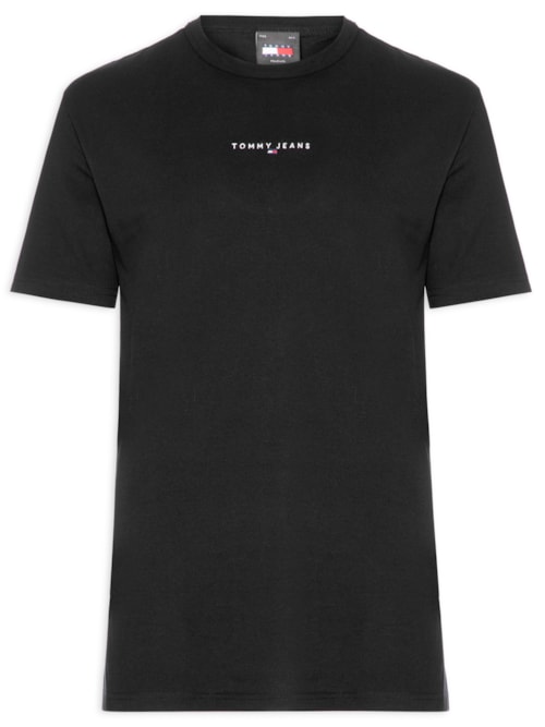 Camiseta Masculina Relaxed Fit Linear Logo - Preto