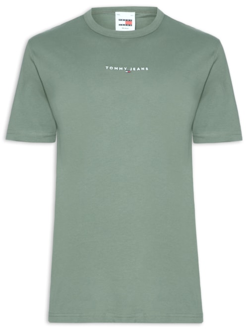 Camiseta Masculina Relaxed Fit Linear Logo - Verde