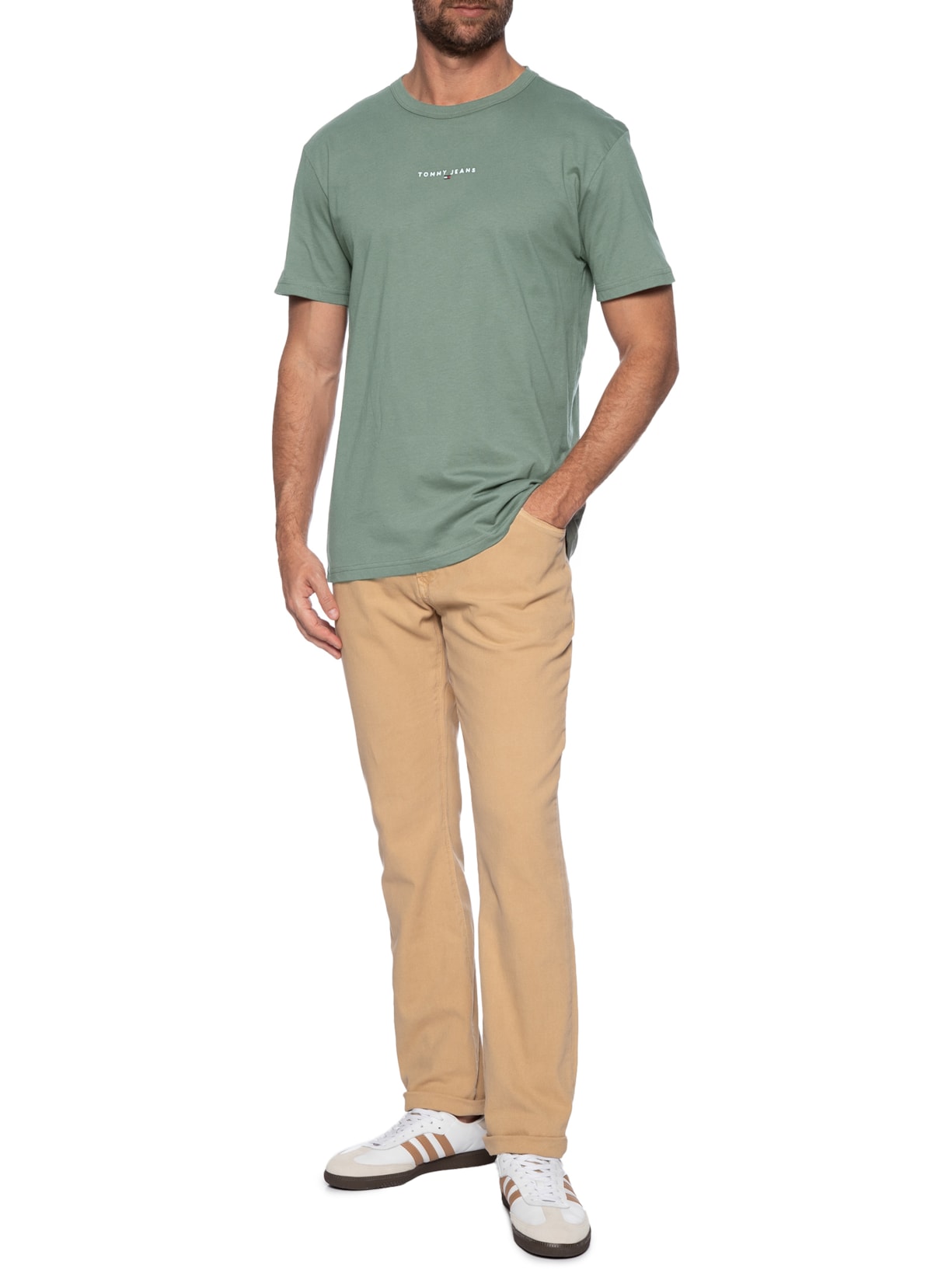 Camiseta Masculina Relaxed Fit Linear Logo Verde Tommy Jeans