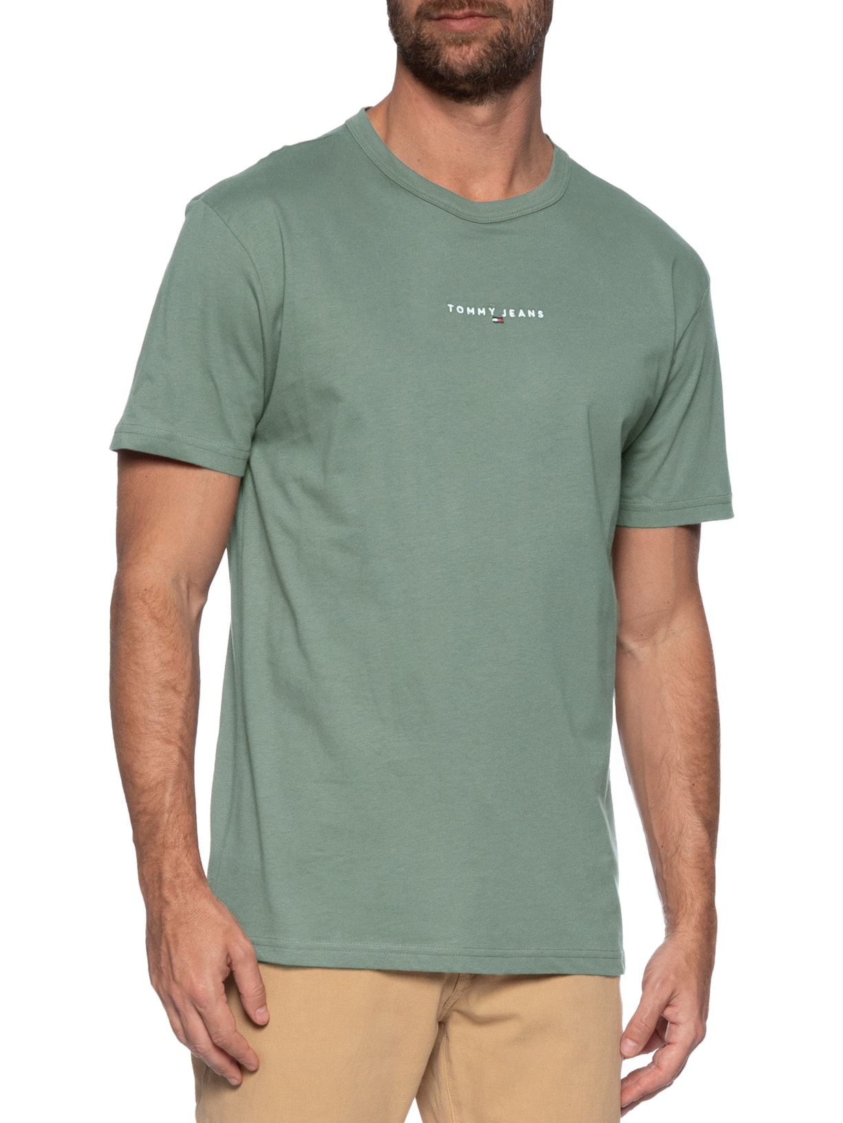Camiseta Masculina Relaxed Fit Linear Logo Verde Tommy Jeans