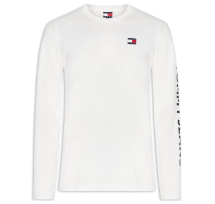 Camiseta Masculina Relaxed Fit Manga Longa - Branco
