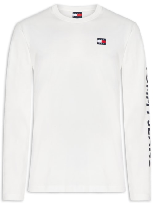 Camiseta Masculina Relaxed Fit Manga Longa - Branco