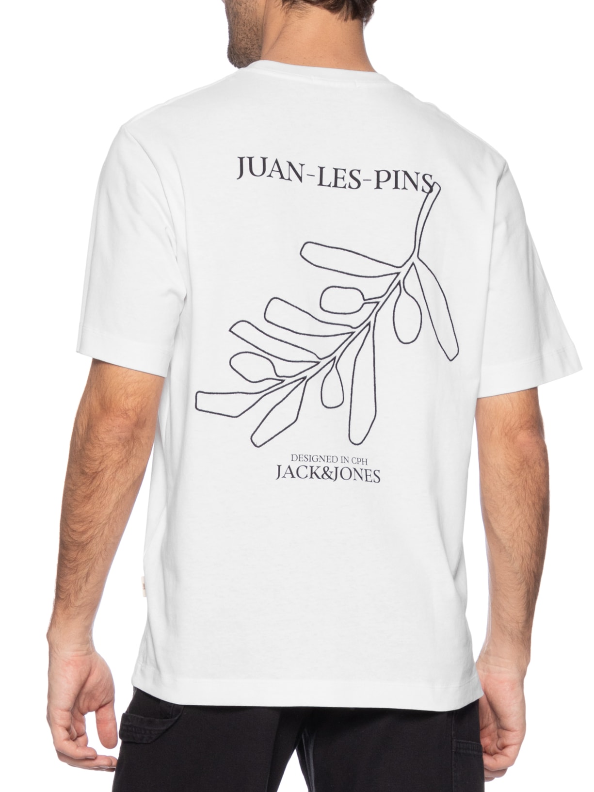 Camiseta Masculina Relaxed Fit Rubber Print Branco Jack & Jones