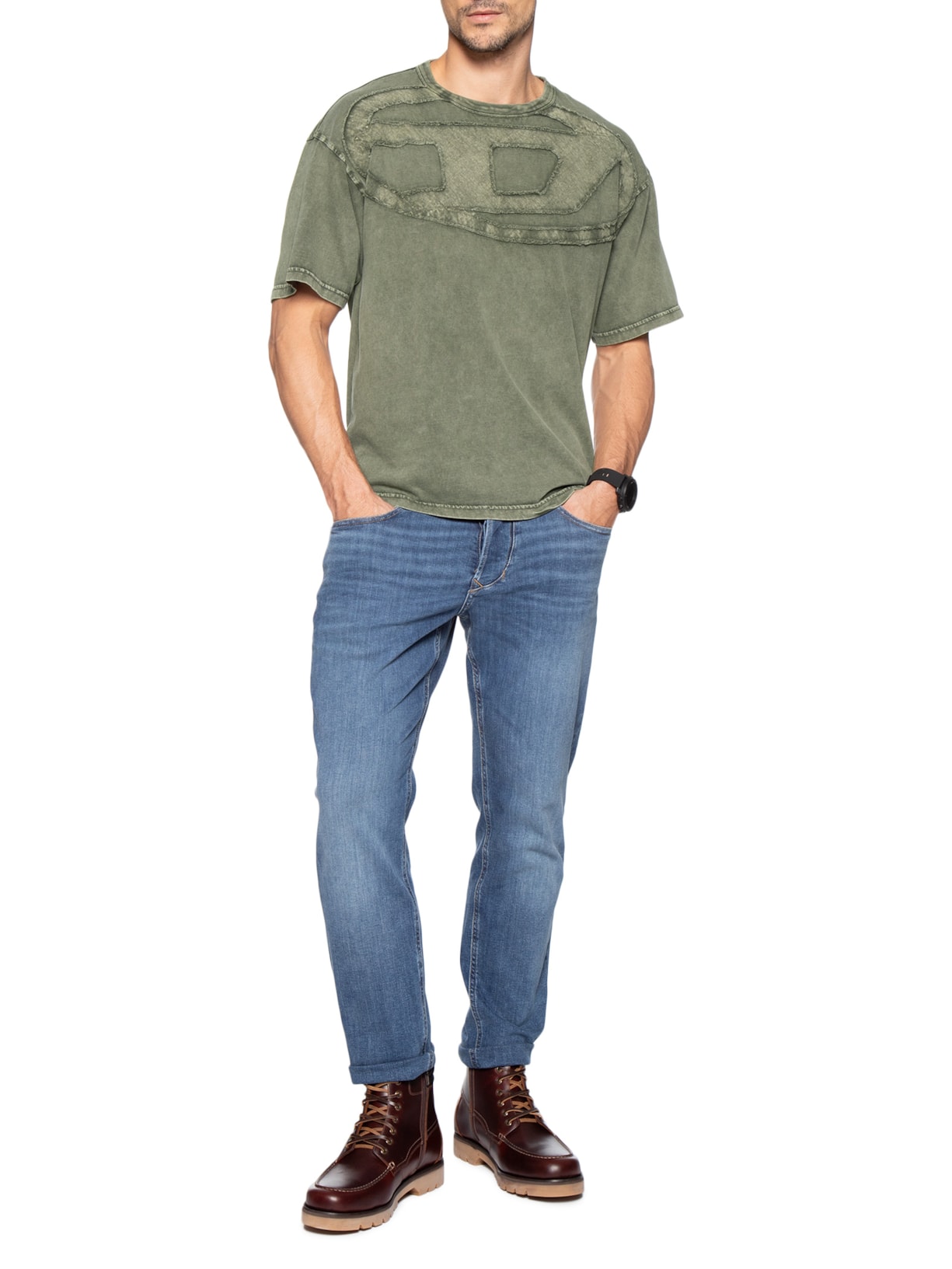 Camiseta Masculina Relaxed Fit T-Boxt-De Verde Diesel