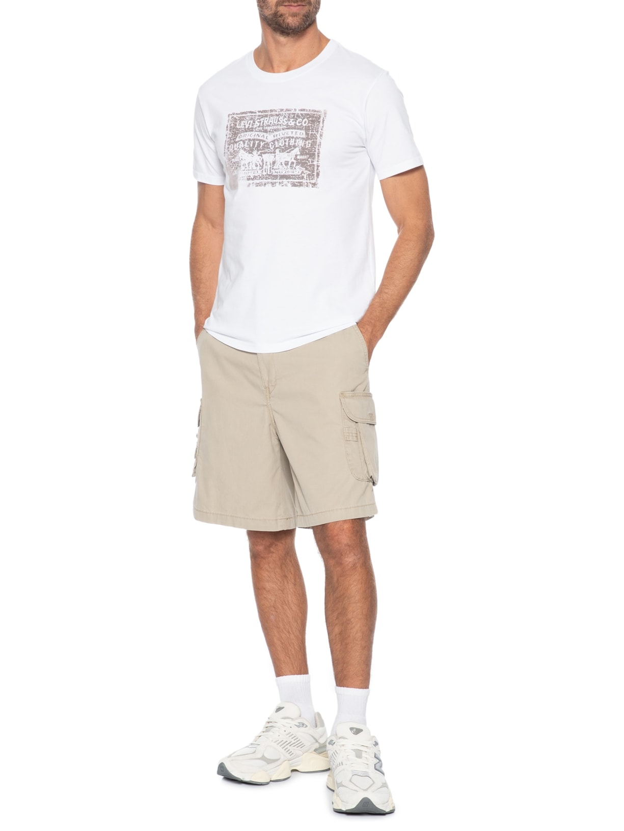 Camiseta Masculina Relaxed Fit Two Horse Branco Levi's