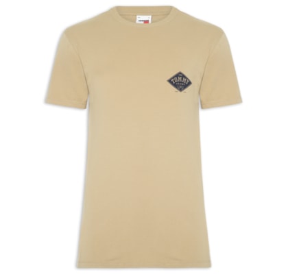 Camiseta Masculina Relaxed Fit Varsity - Bege