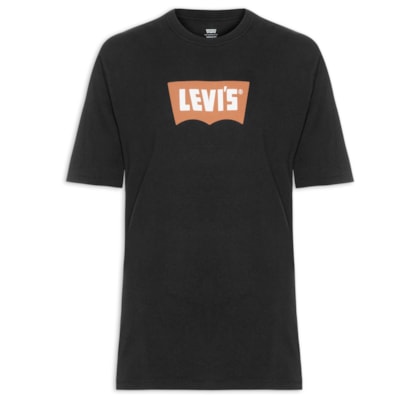 Camiseta Masculina Relaxed Fit Vintage Batwing Logo  - Preto