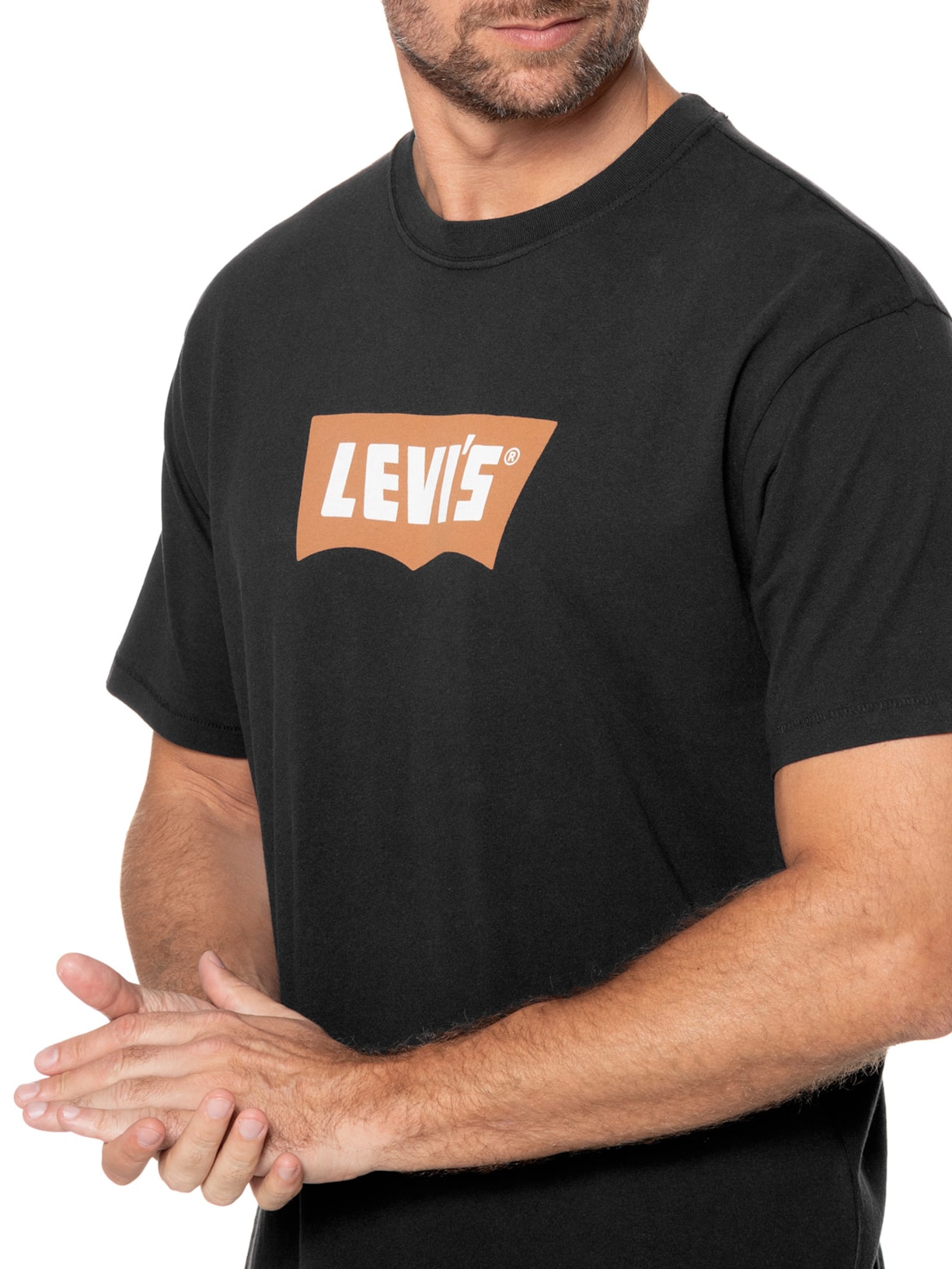 Camiseta Masculina Relaxed Fit Vintage Batwing Logo  Preto Levi's