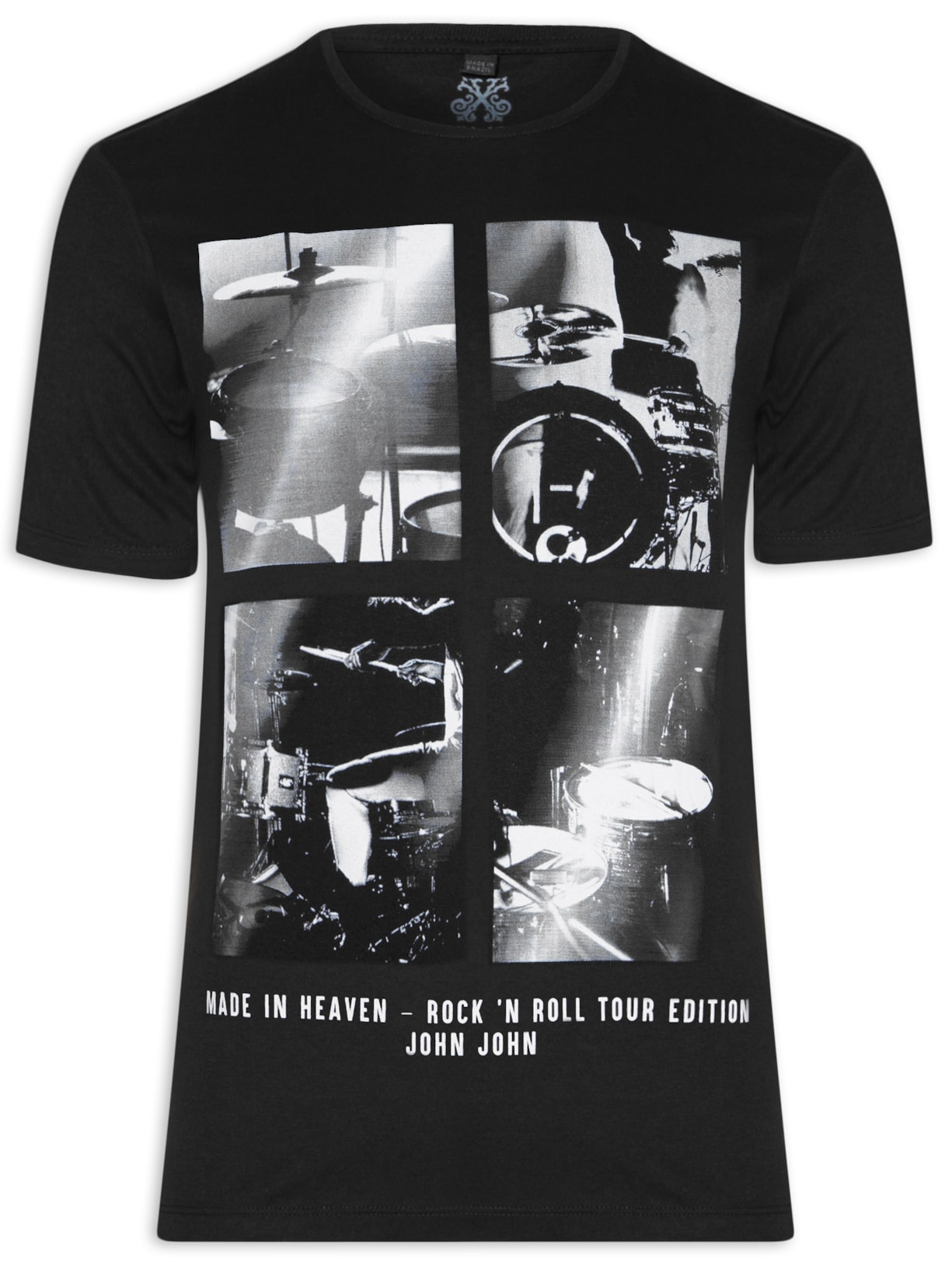 Camiseta Masculina Relaxed Rock Band - Preto