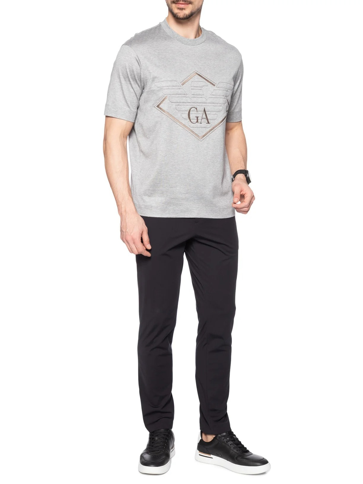 Camiseta Masculina Relevo Grande Aguia Cinza Emporio Armani