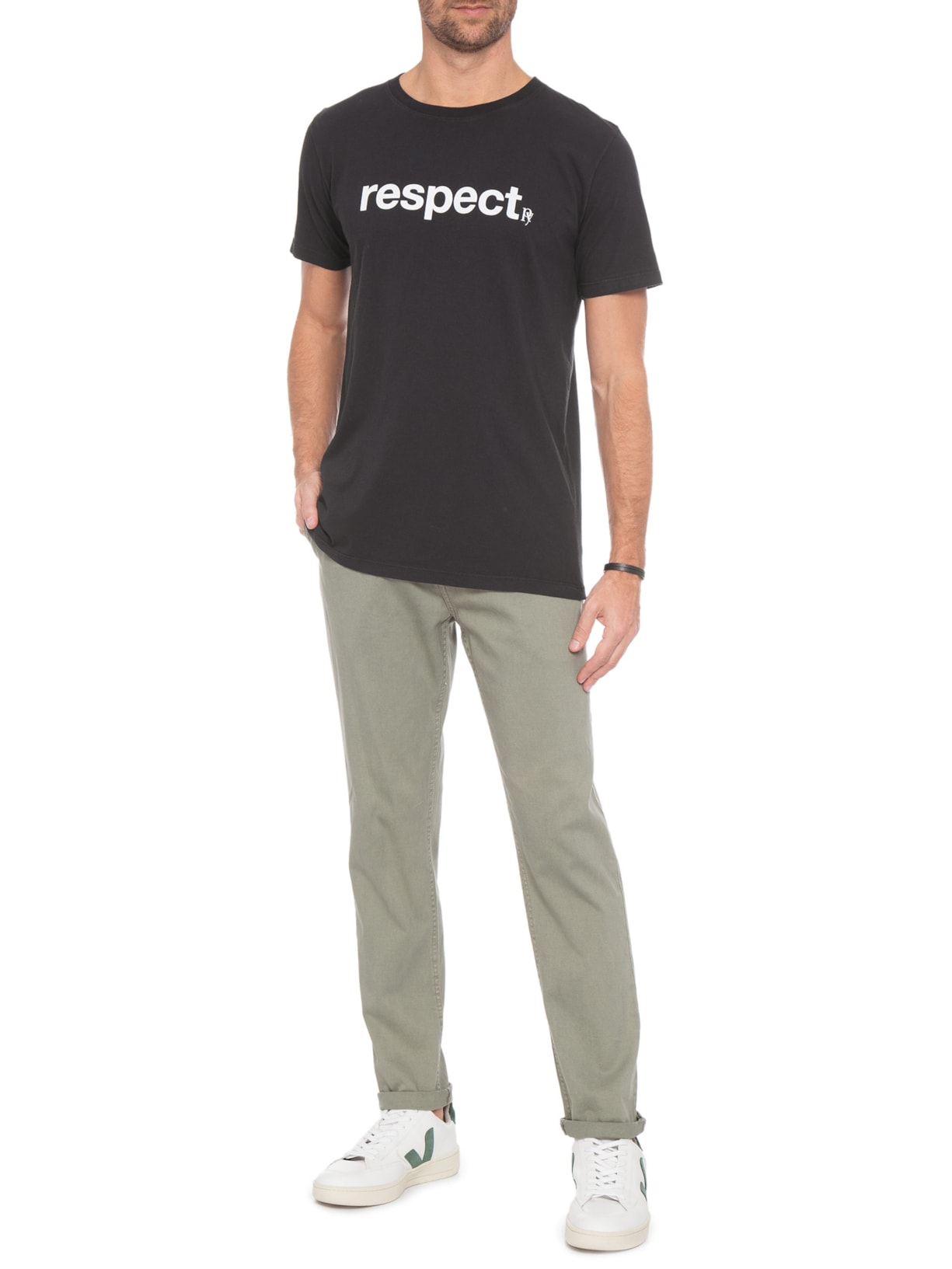 Camiseta Masculina Respect Preto Purple Yellow