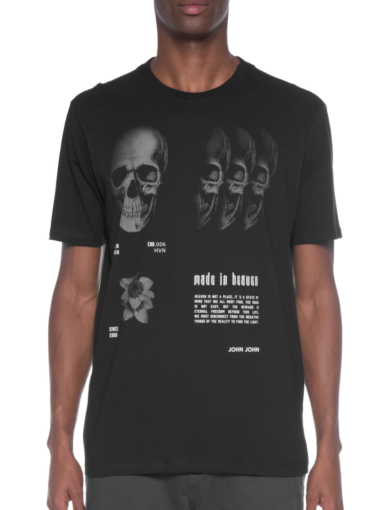 Camiseta Masculina Rg Mult Skull Preto John John