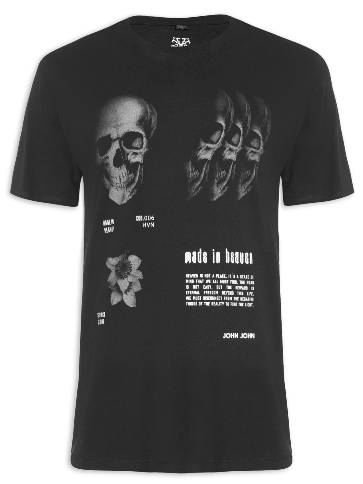 Camiseta Masculina Rg Mult Skull Preto John John