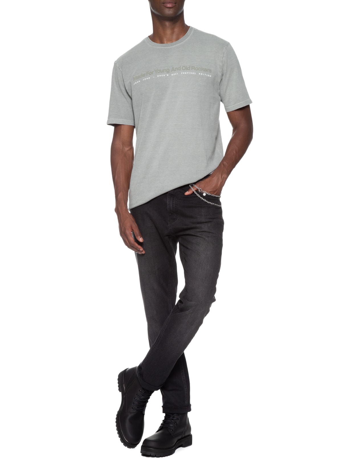 Camiseta Masculina Rg Old Rocker Cinza John John