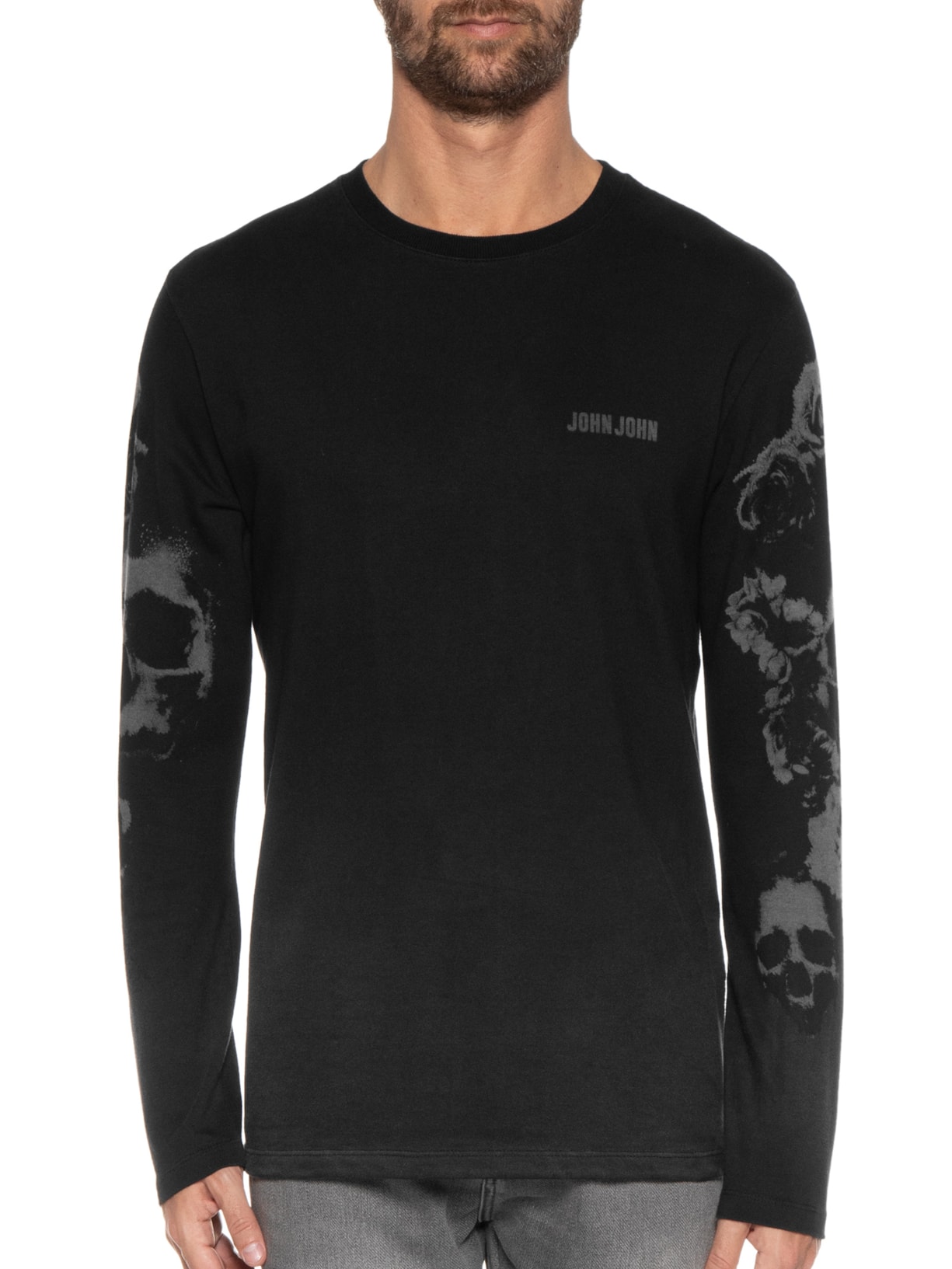 Camiseta Masculina Rg Skull Flower Preto John John