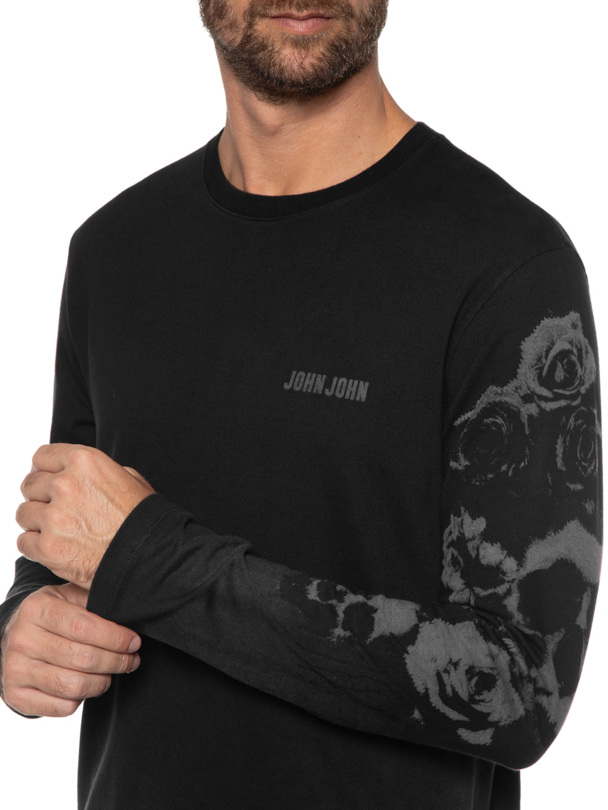 Camiseta Masculina Rg Skull Flower Preto John John