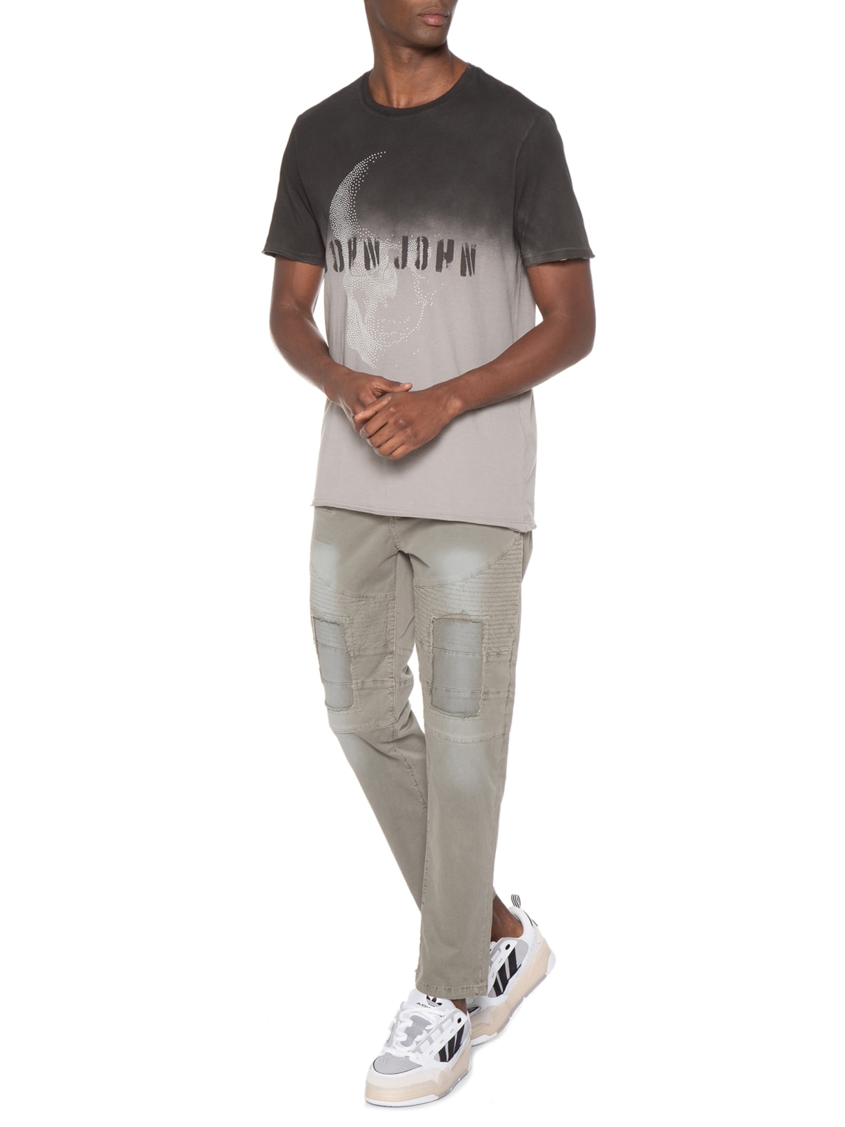 Camiseta Masculina Rg Skull Points Cinza John John