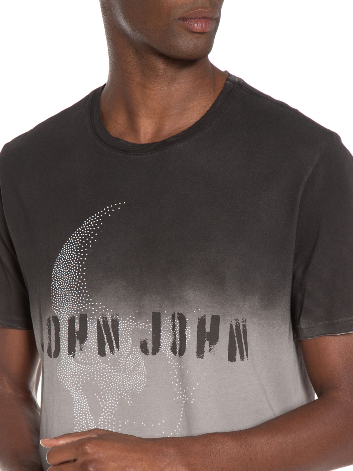 Camiseta Masculina Rg Skull Points Cinza John John
