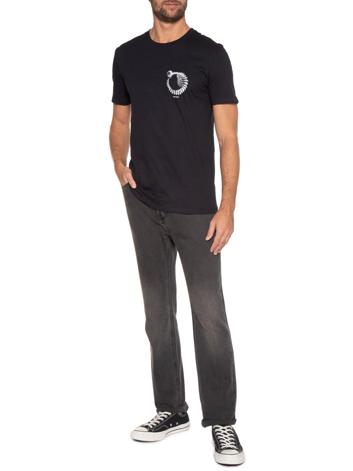 Camiseta Masculina Rg Spiral Bone Preto John John