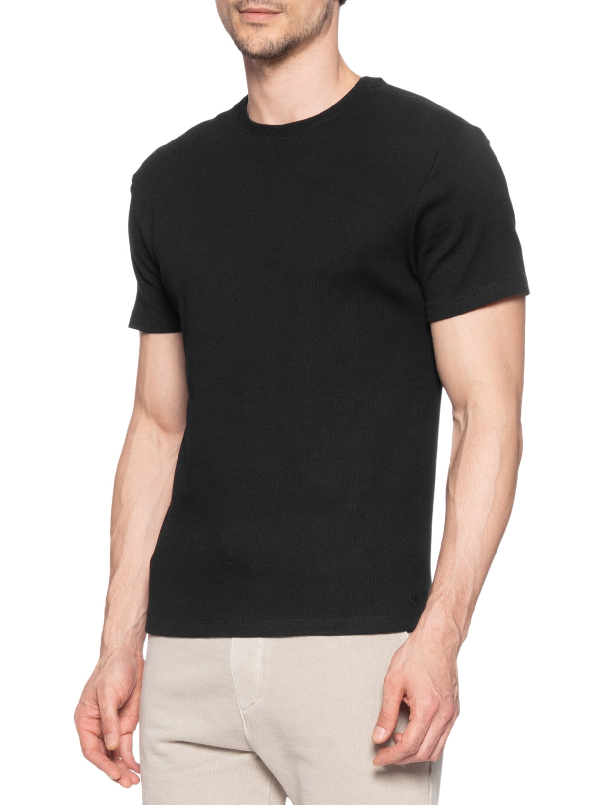 Camiseta Masculina Ribana Logo Monograma Preto Calvin Klein Jeans