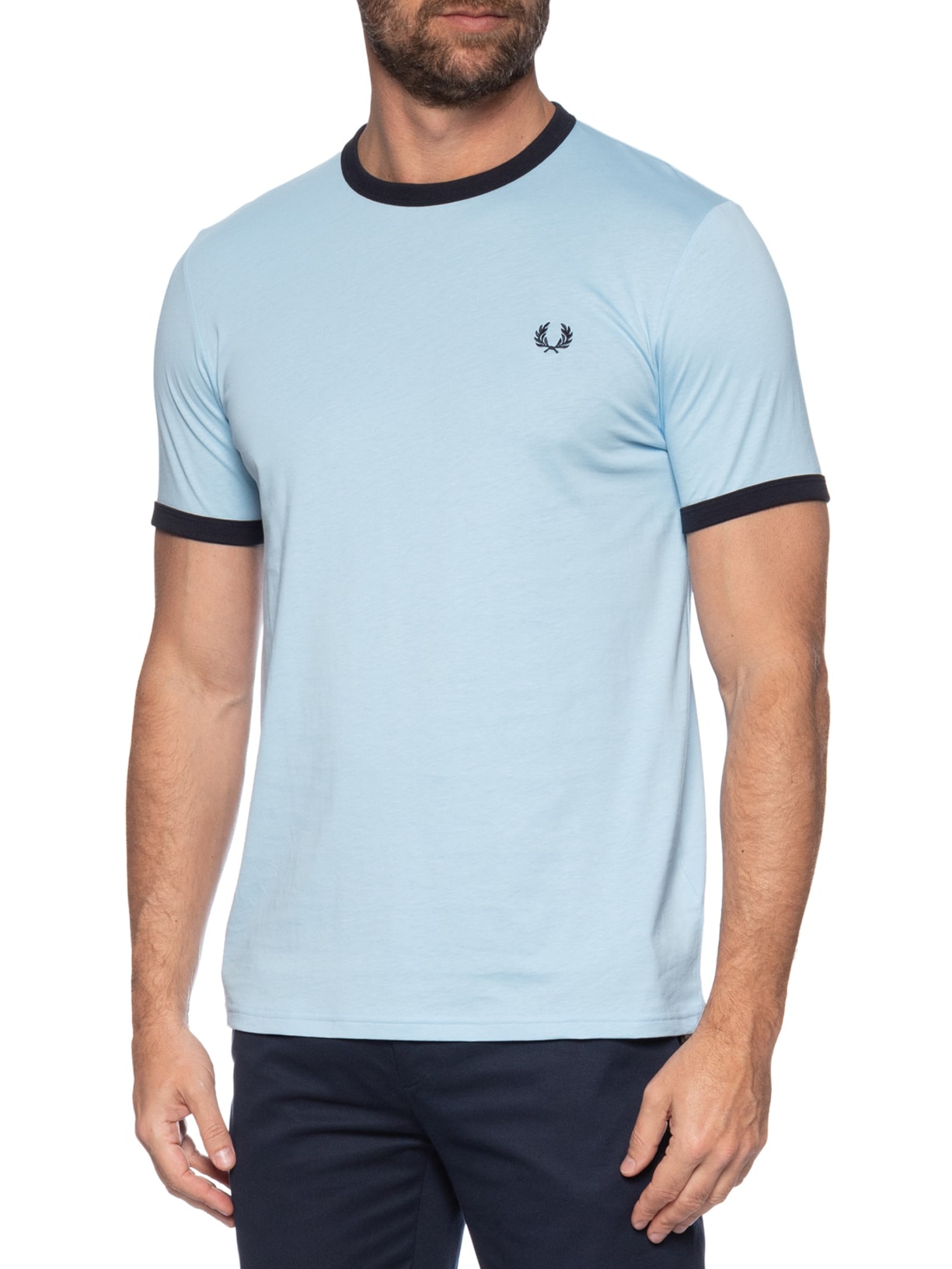 Camiseta Masculina Ringer Regular Fit Azul Fred Perry