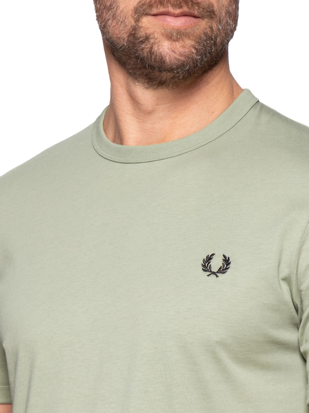 Camiseta Masculina Ringer Regular fit em Algodão Verde Fred Perry