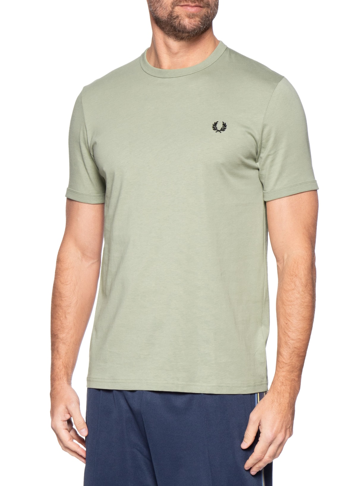Camiseta Masculina Ringer Regular fit em Algodão – Verde Fred Perry