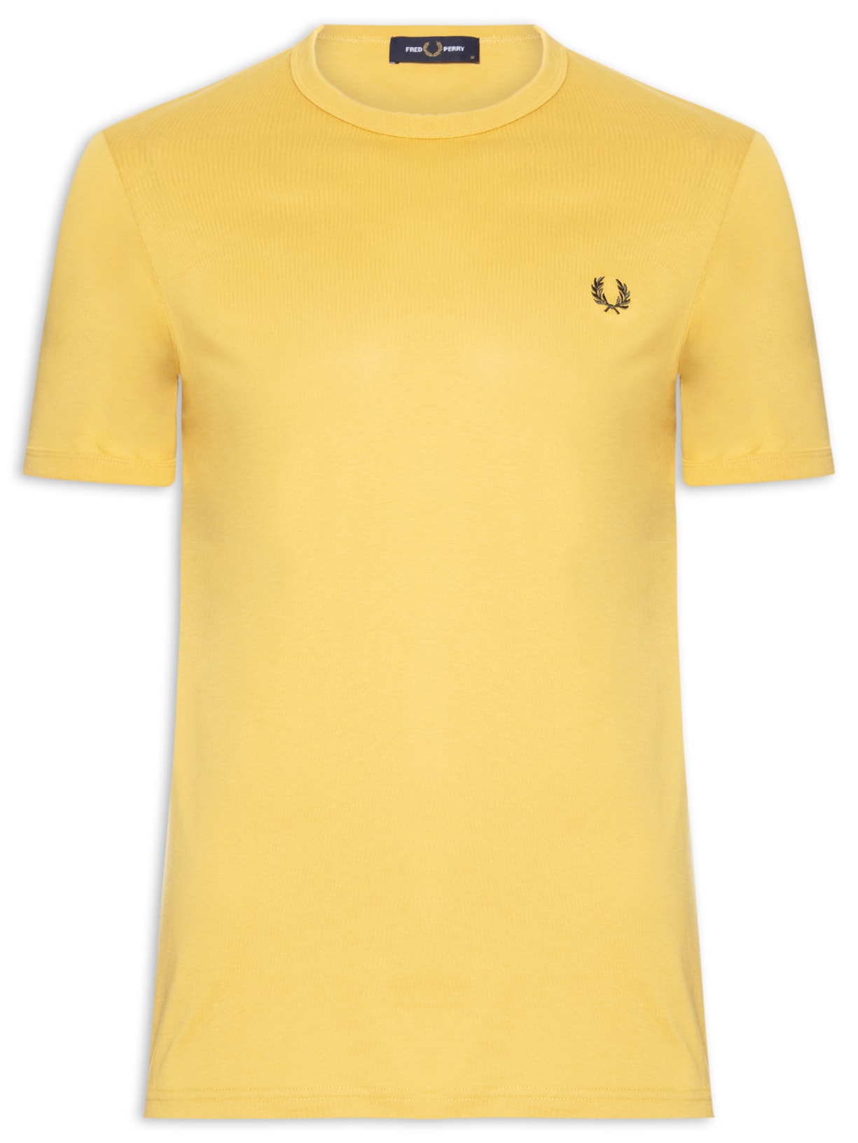 Camiseta Masculina Ringer Regular Fit Punhos E Gola Canelado - Amarelo