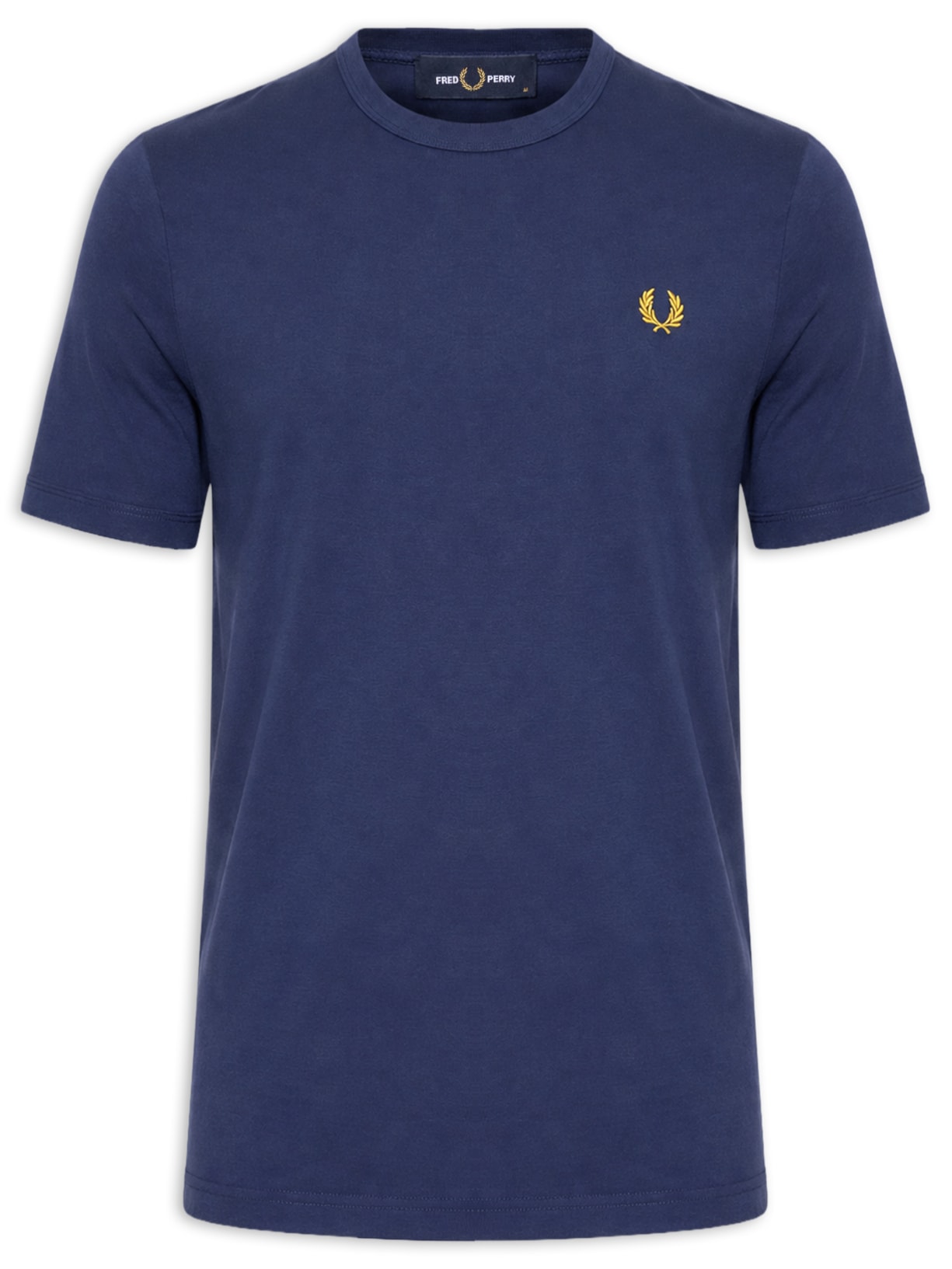 Camiseta Masculina Ringer Regular Fit Punhos E Gola Canelados Azul Fred Perry