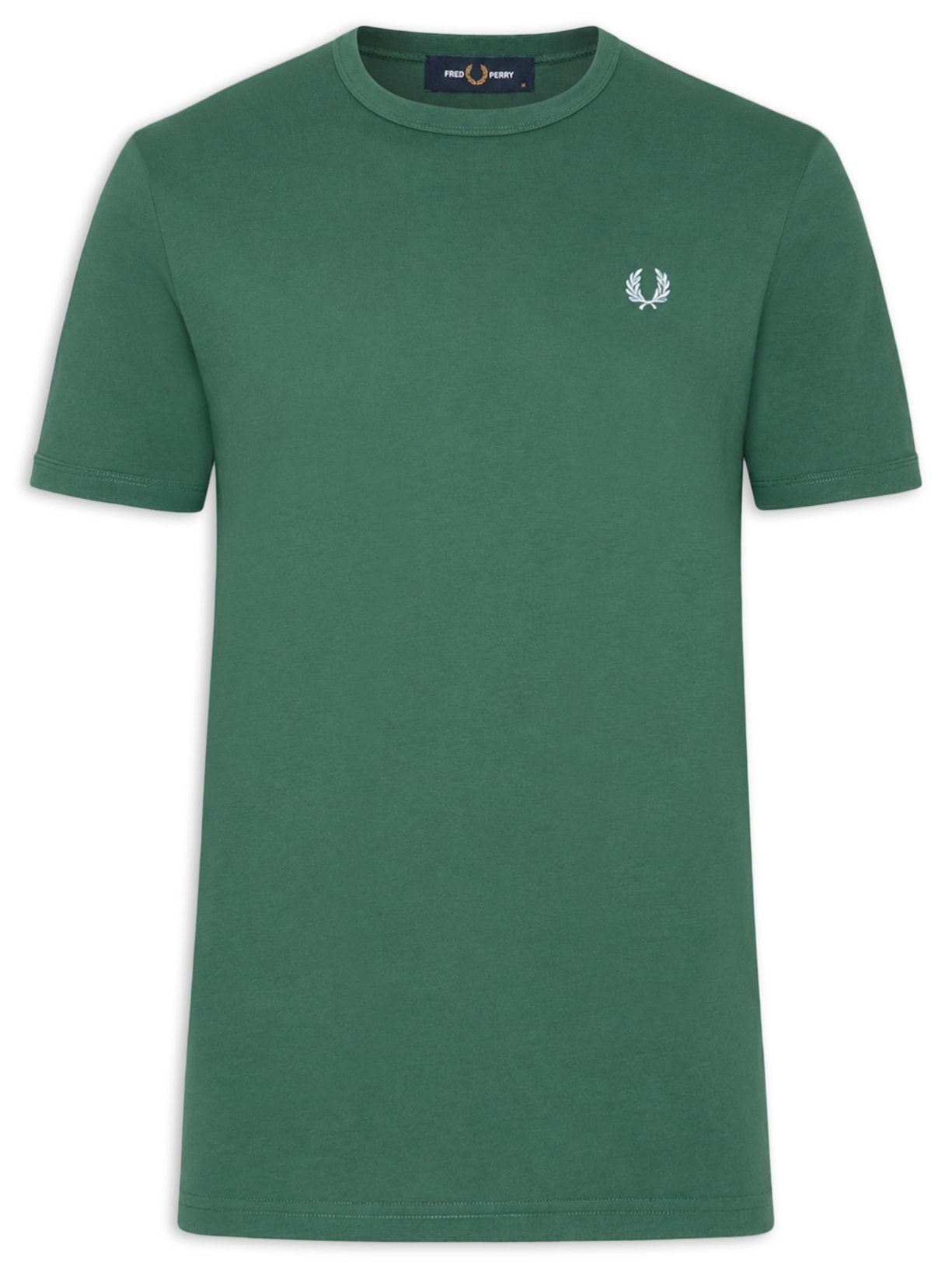 Camiseta Masculina Ringer Regular Fit Punhos E Gola Canelados Verde Fred Perry