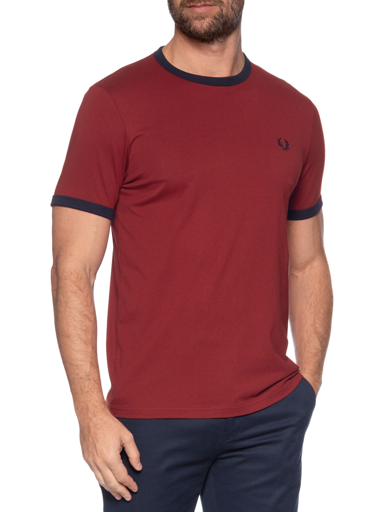 Camiseta Masculina Ringer Regular Fit Vermelho Fred Perry