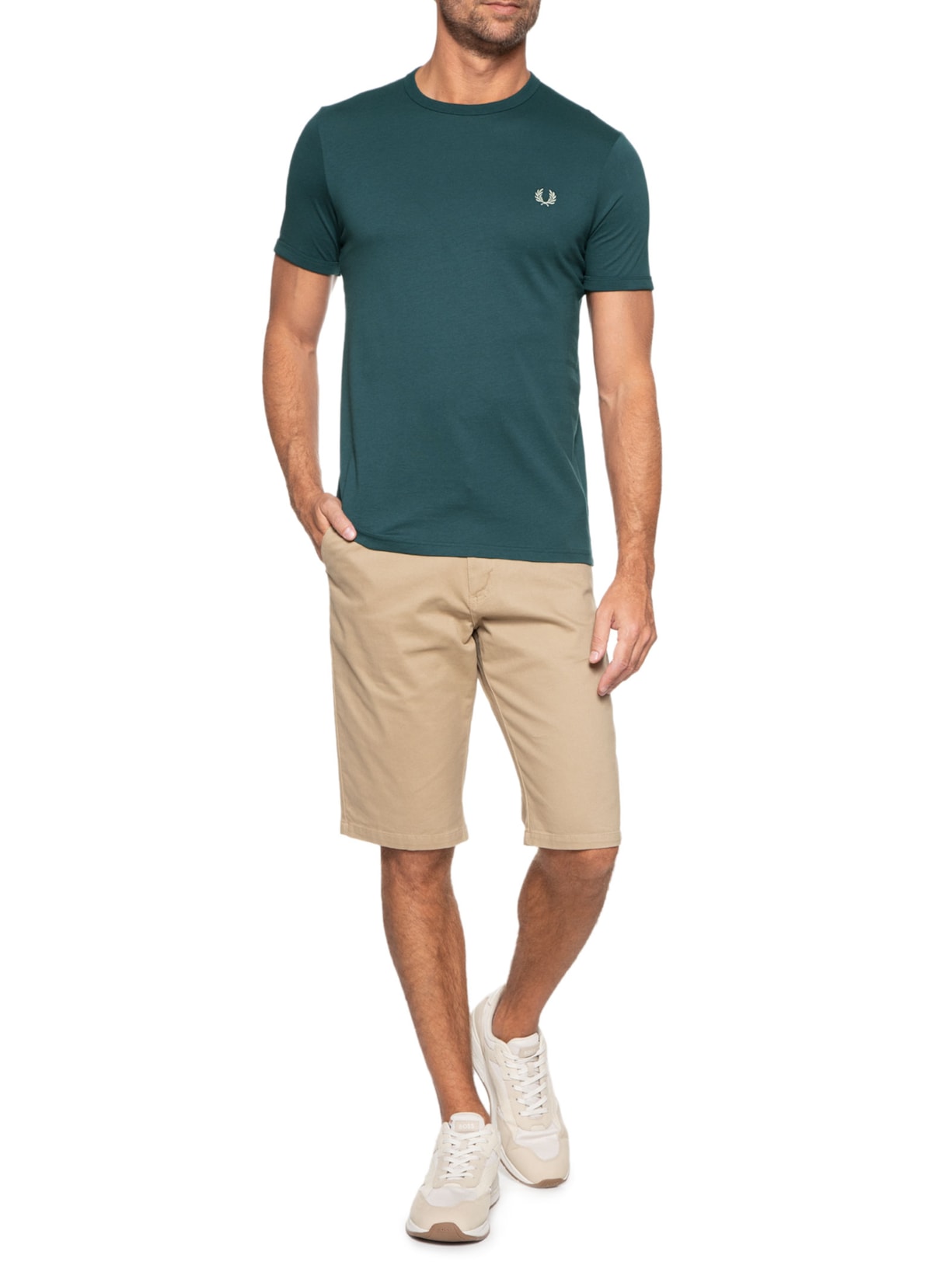 Camiseta Masculina Ringer Verde Fred Perry