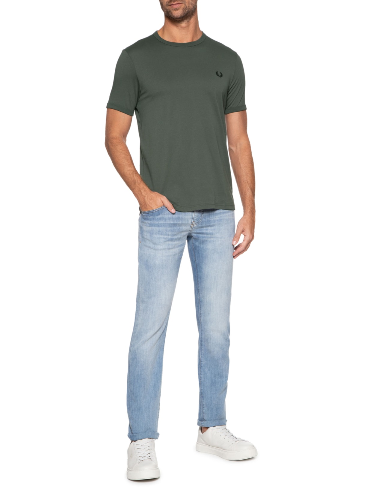 Camiseta Masculina Ringer Verde Fred Perry