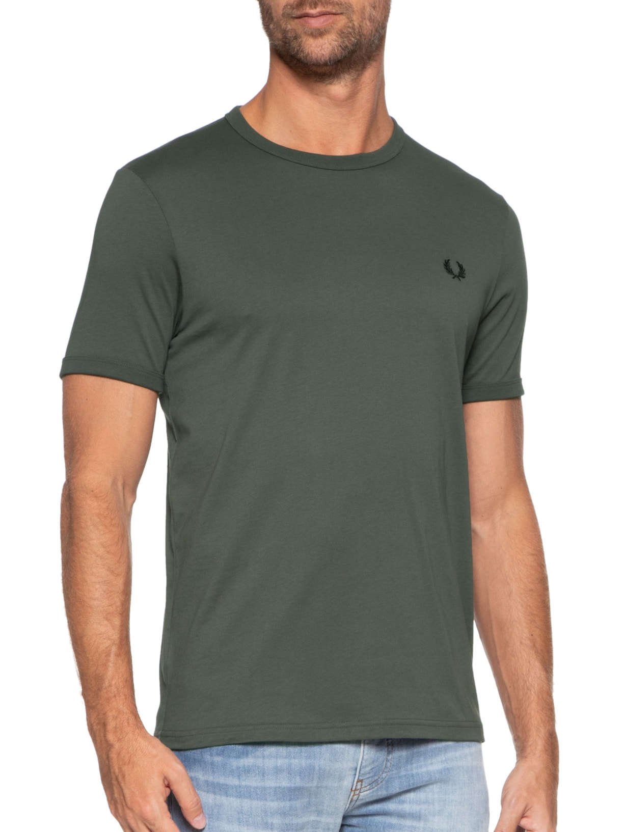 Camiseta Masculina Ringer Verde Fred Perry