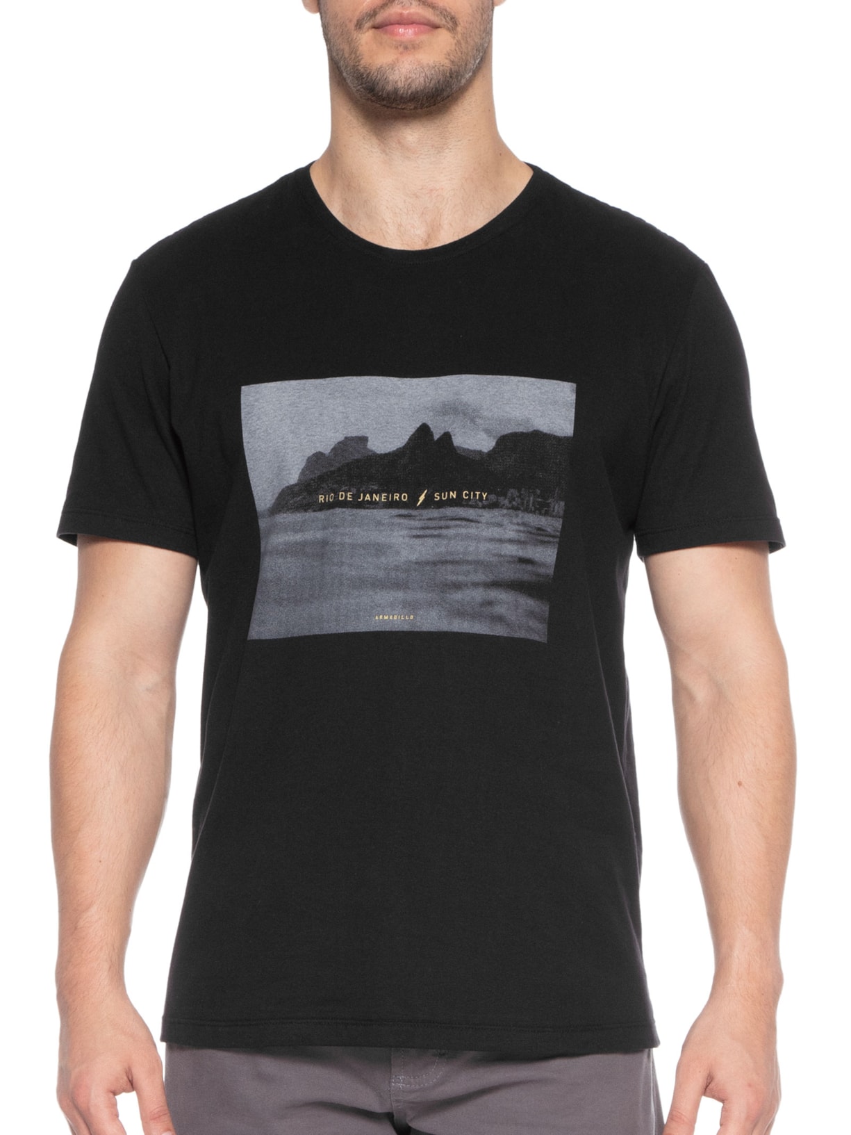 Camiseta Masculina Rio Photografic Preto Armadillo