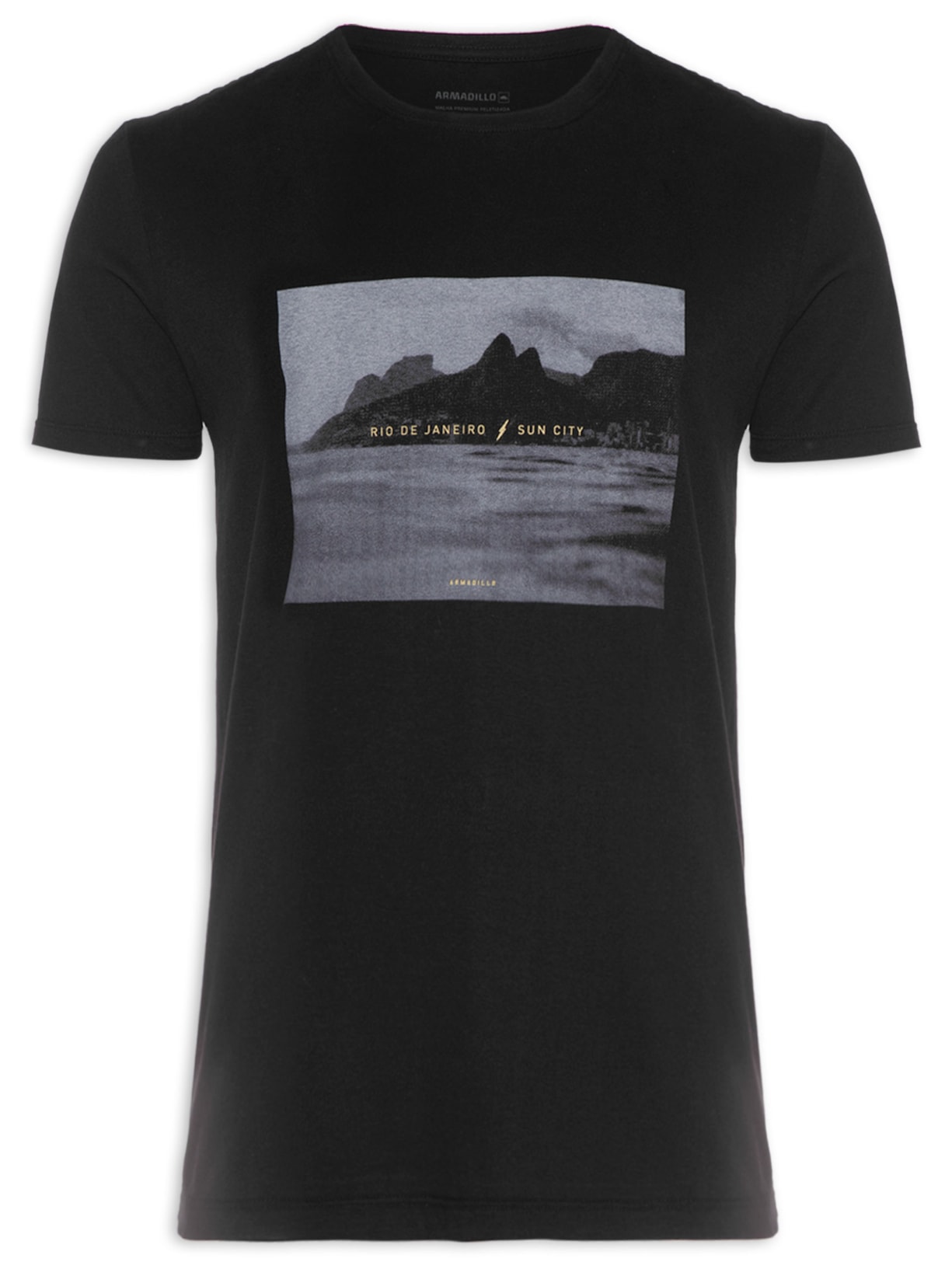 Camiseta Masculina Rio Photografic Preto Armadillo