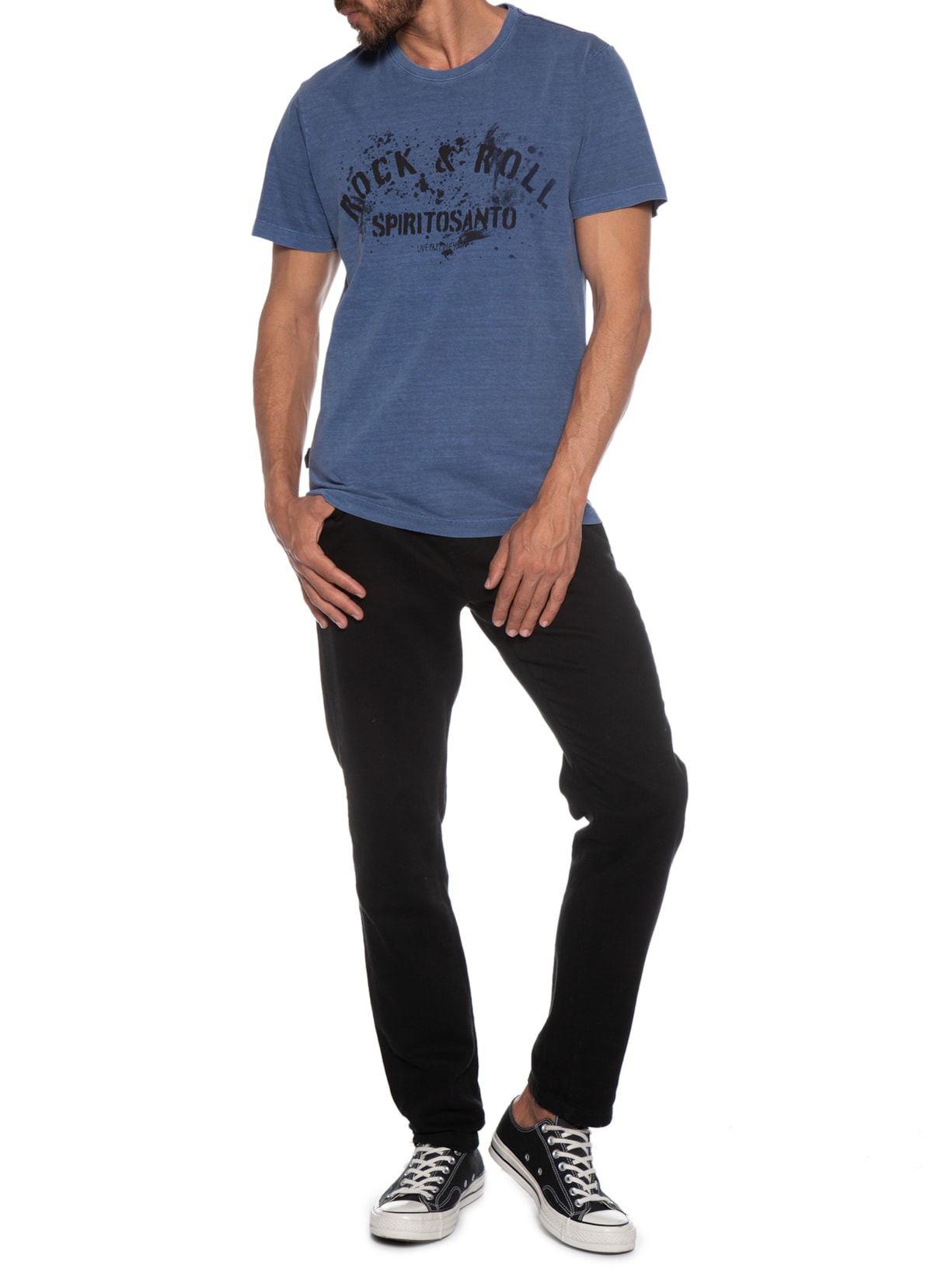 Camiseta Masculina Rock&roll Azul Spirito Santo