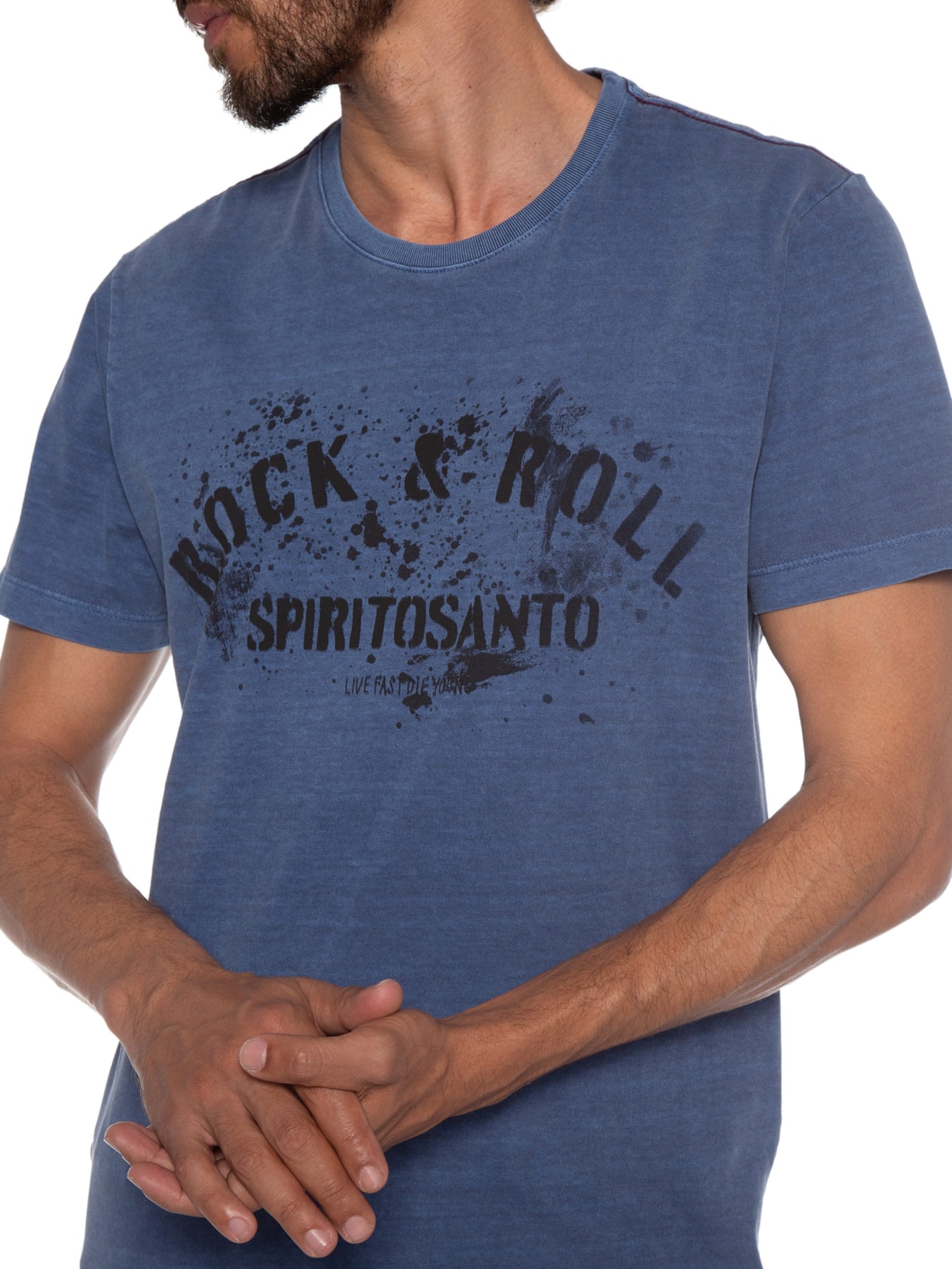 Camiseta Masculina Rock&roll Azul Spirito Santo