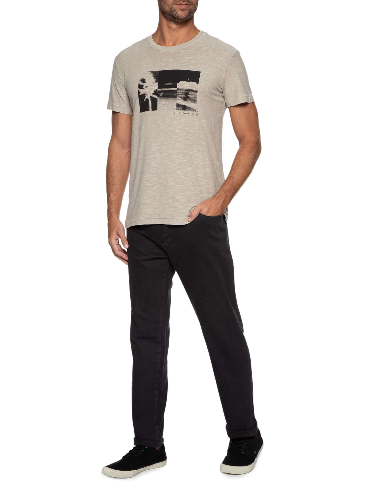 Camiseta Masculina Rough Arpx Frames Bege Osklen