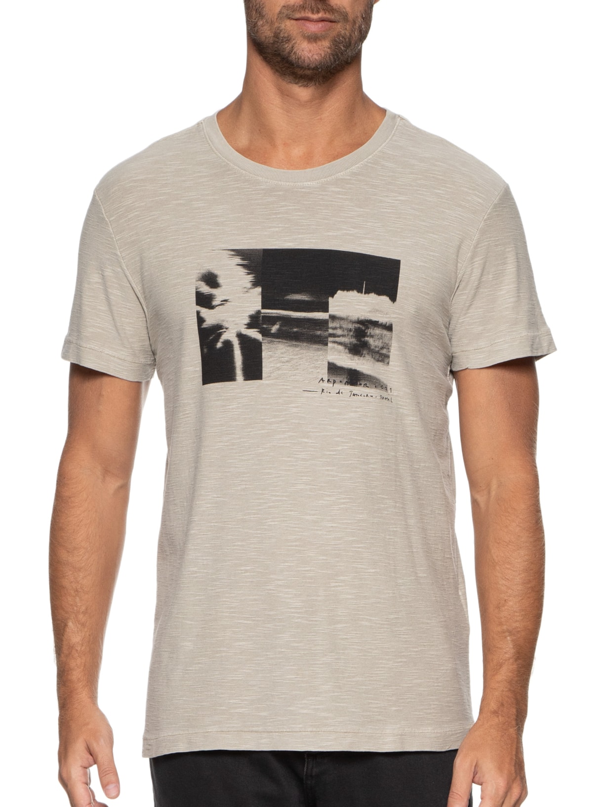 Camiseta Masculina Rough Arpx Frames Bege Osklen