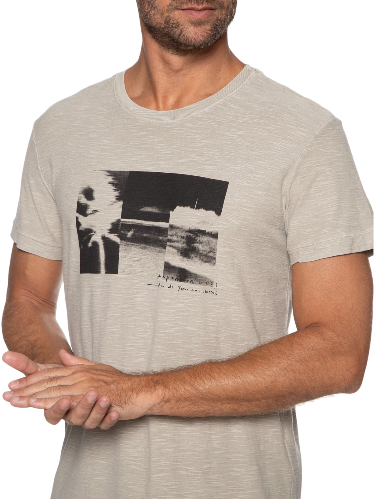 Camiseta Masculina Rough Arpx Frames Bege Osklen