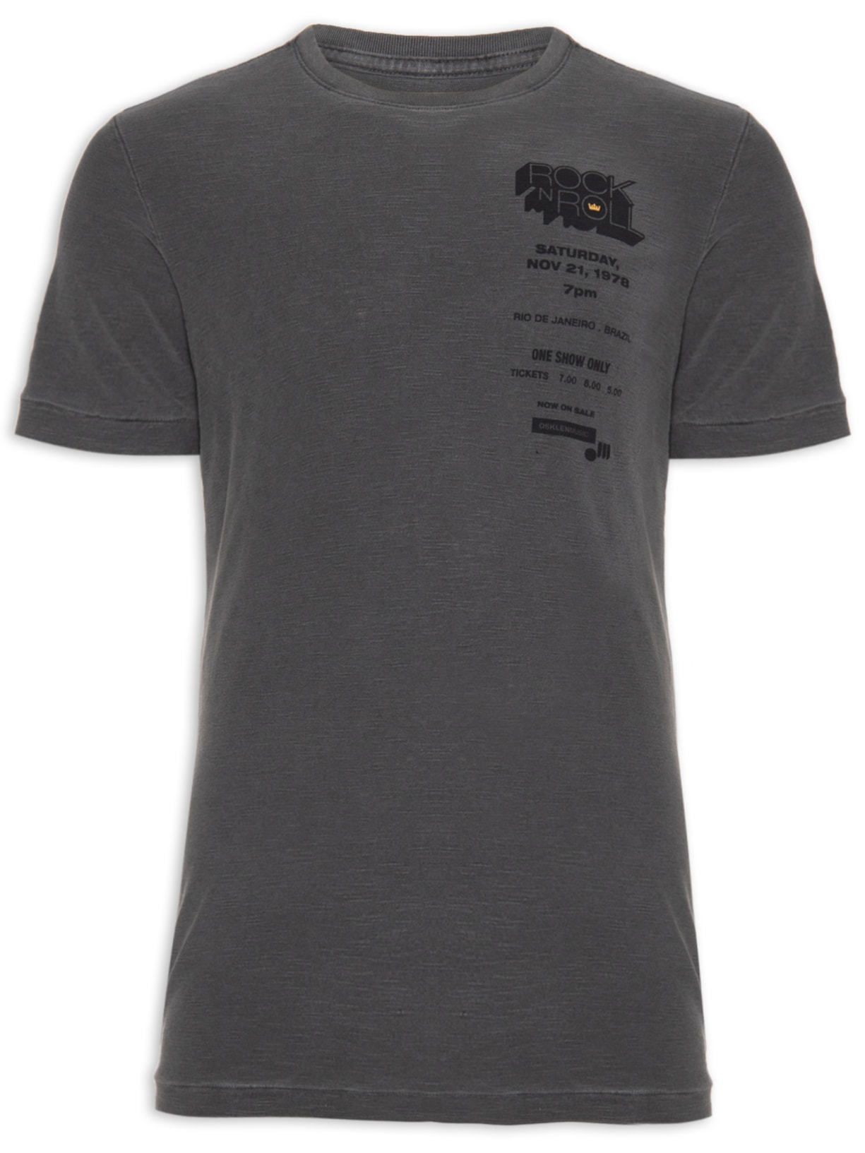 Camiseta Masculina Rough Rock Poster - Cinza