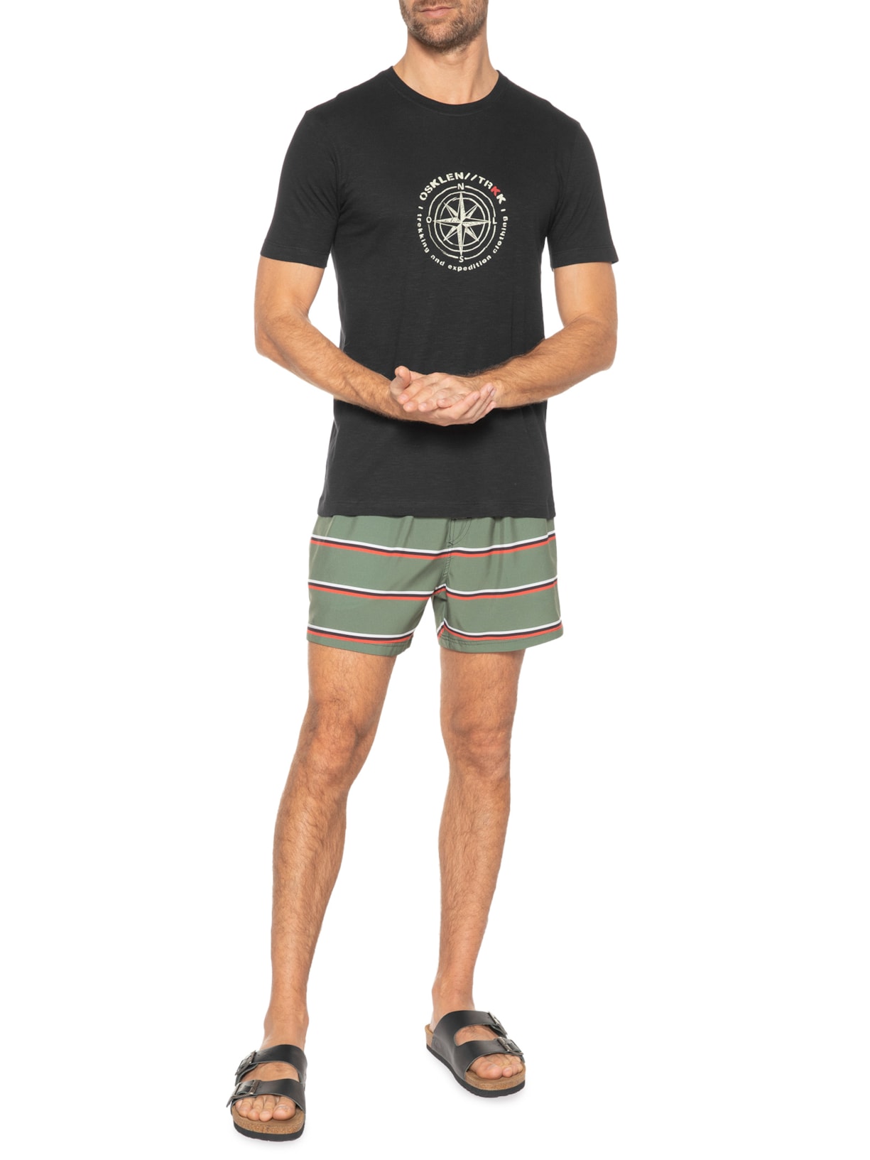 Camiseta Masculina Rough Trkk Rosa Dos Ventos Preto Osklen