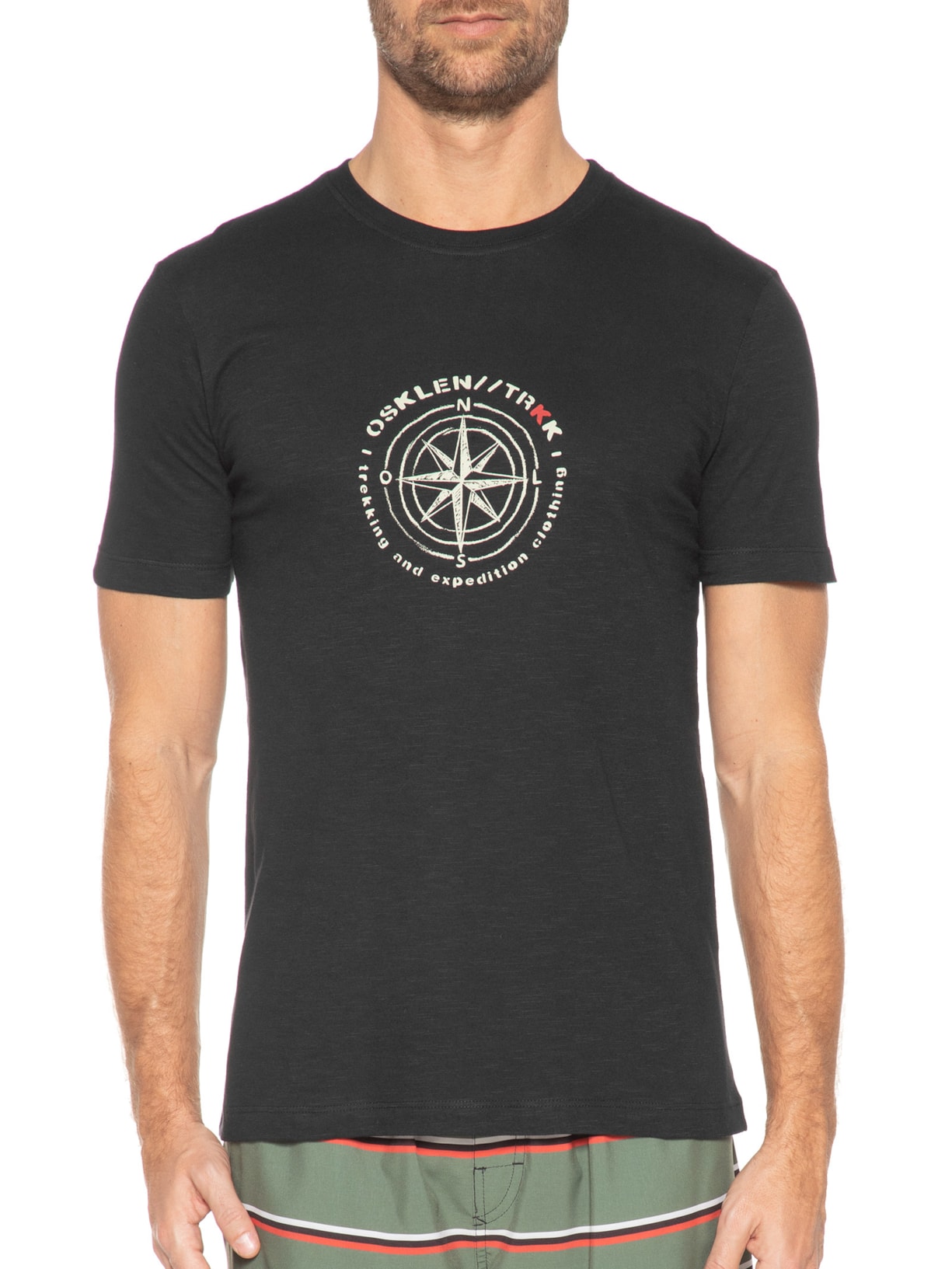 Camiseta Masculina Rough Trkk Rosa Dos Ventos Preto Osklen