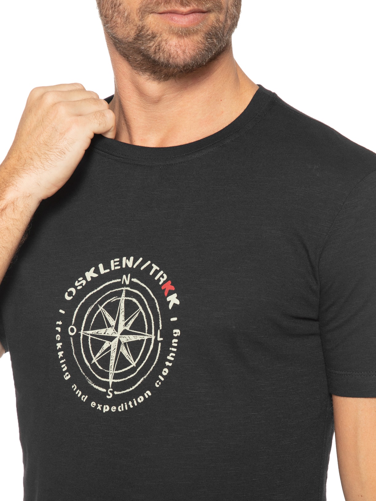 Camiseta Masculina Rough Trkk Rosa Dos Ventos Preto Osklen